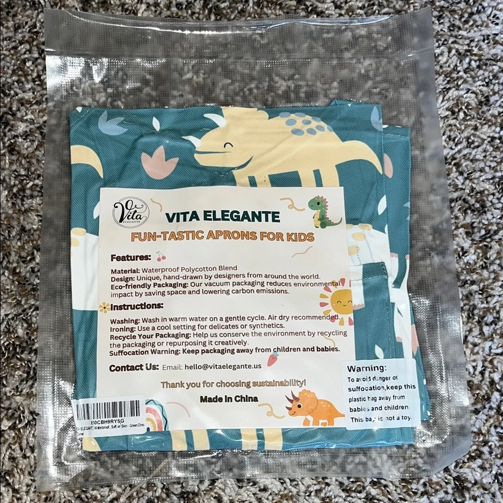 Kids Dino Print Apron & Chefs Hat